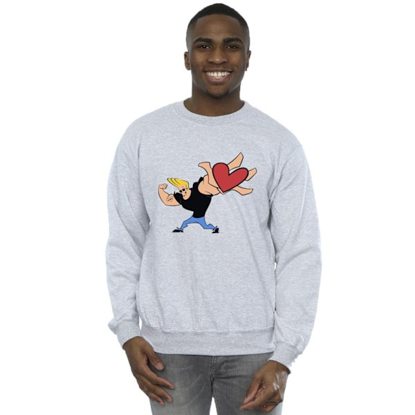 Johnny Bravo Herr Hjärta Present Sweatshirt M Sports Grey Sports Grey M