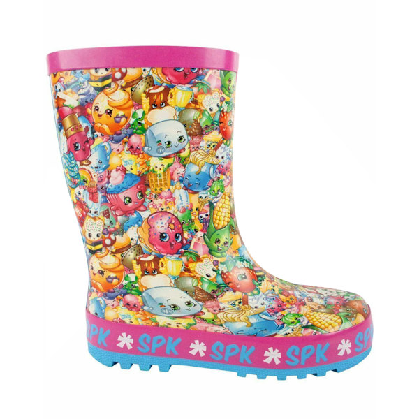 Shopkins flickor gummistövlar med tryck överallt 2 UK rosa/blå Pink/Blue 2 UK