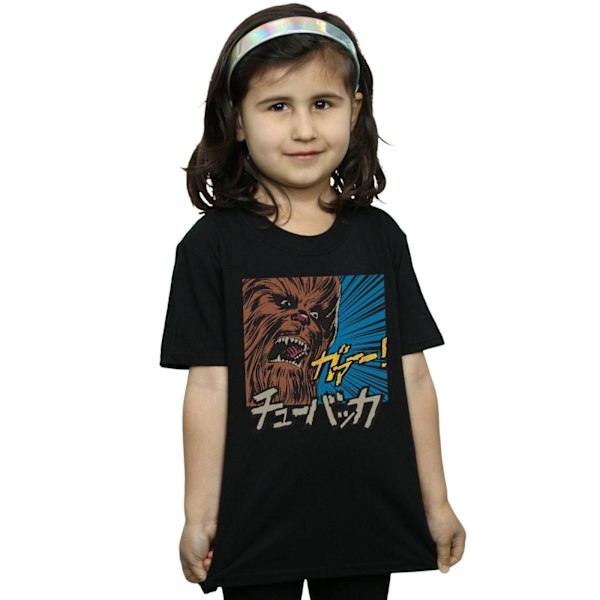 Star Wars Girls Chewbacca Roar Pop Art Bomull T-shirt 7-8 år Black 7-8 Years