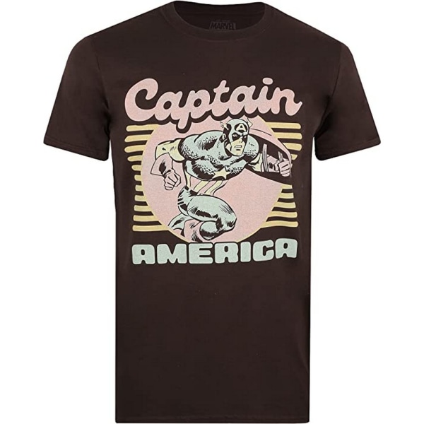 Captain America Herr 70-tals T-shirt M Mörk chokladbrun Dark Chocolate Brown M