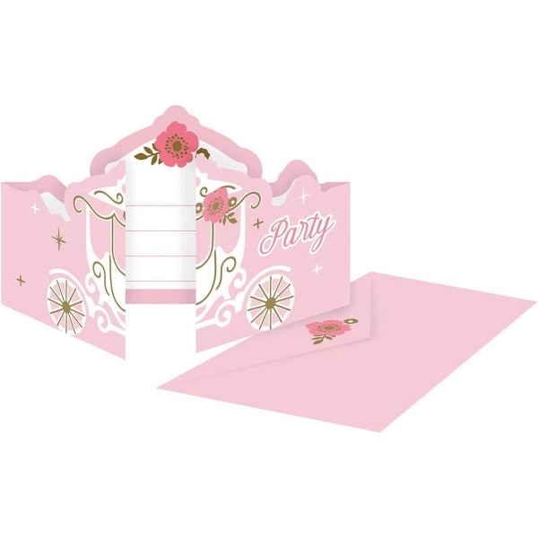 Amscan Princess For A Day Födelsedagsinbjudningar (Förpackning om 8) En Pink/White/Gold One Size