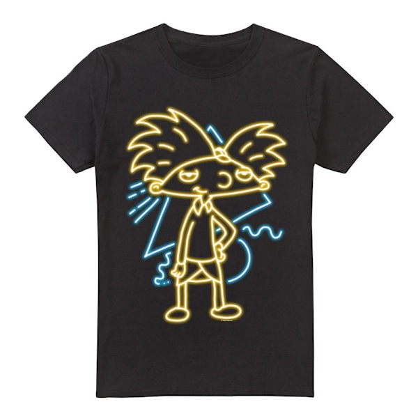 Hey Arnold! Neon T-shirt för män XXL Svart Black XXL
