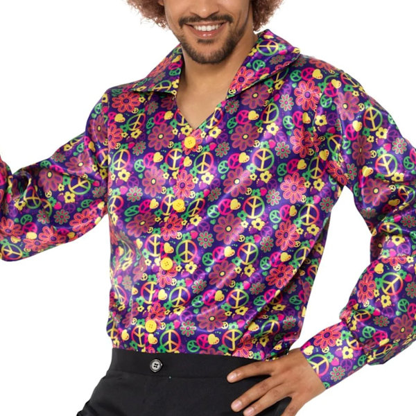 Smiffys Herr 60-tals Psykedelisk Skjorta XL Flerfärgad Multicoloured XL