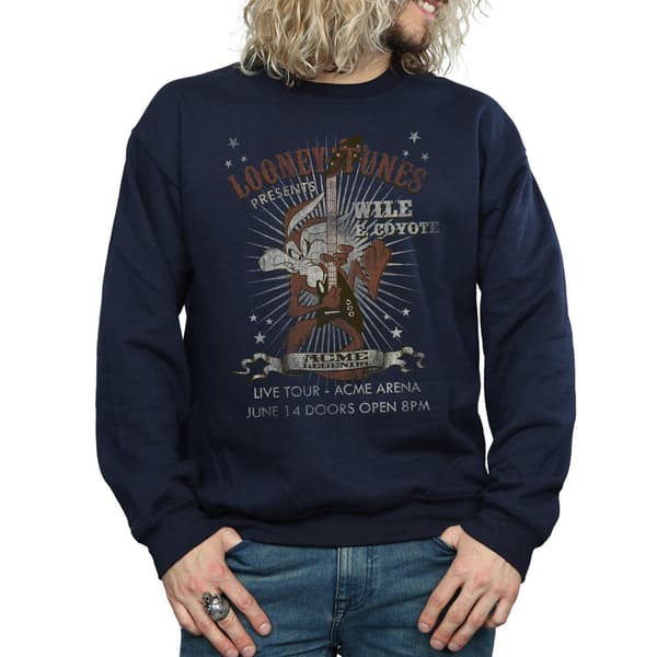Looney Tunes Herr Wile E Coyote Gitarr Sweatshirt 3XL Marinblå Navy Blue 3XL