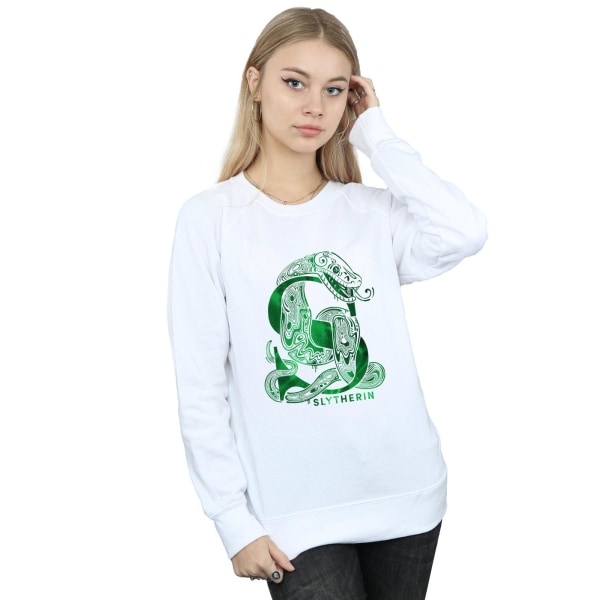 Harry Potter Dam/Dam Slytherin Snake Sweatshirt XL Vit White XL