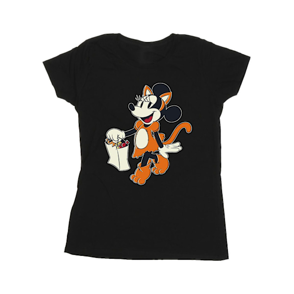 Mickey Mouse Dam/Kvinna Katt Trick Or Treat Minnie Mouse Bomulls T-shirt Black XL