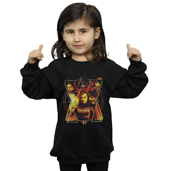 Marvel Girls Avengers Endgame Distressed Sunburst Sweatshirt 7- Black 7-8 Years