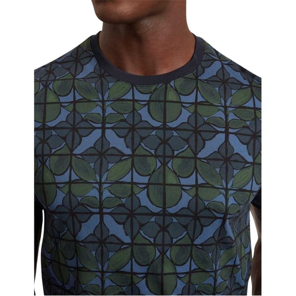 Ted Baker Herr Blommig T-shirt med Rund Hals S Marinblå Navy S