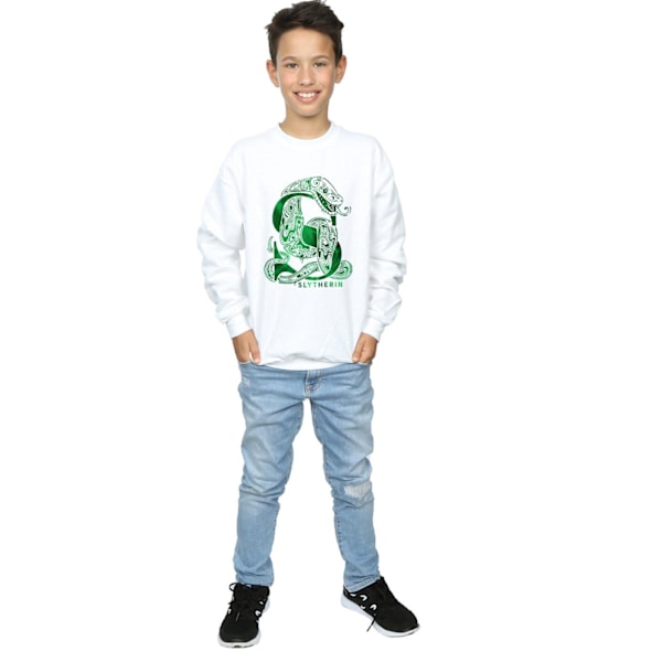 Harry Potter Pojkar Slytherin Orm Sweatshirt 5-6 År Vit White 5-6 Years