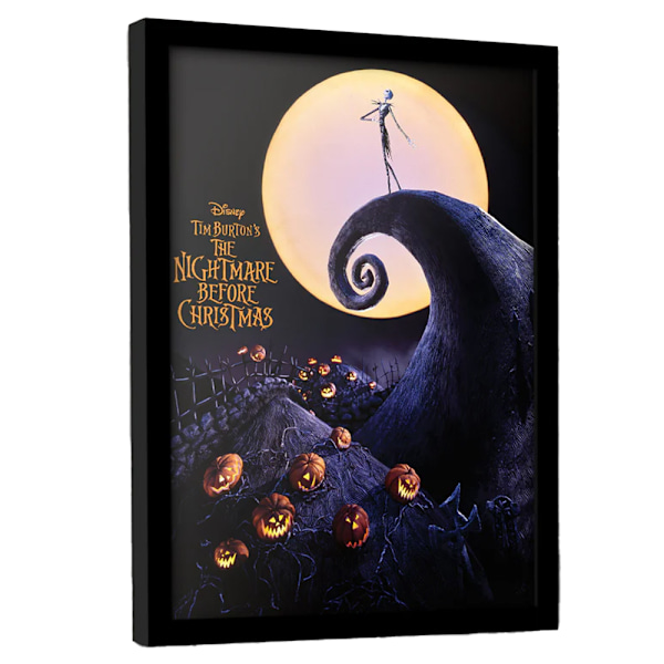 Nightmare Before Christmas Konst Inramad Poster 40cm x 30cm Svart/ Black/Yellow/Orange 40cm x 30cm