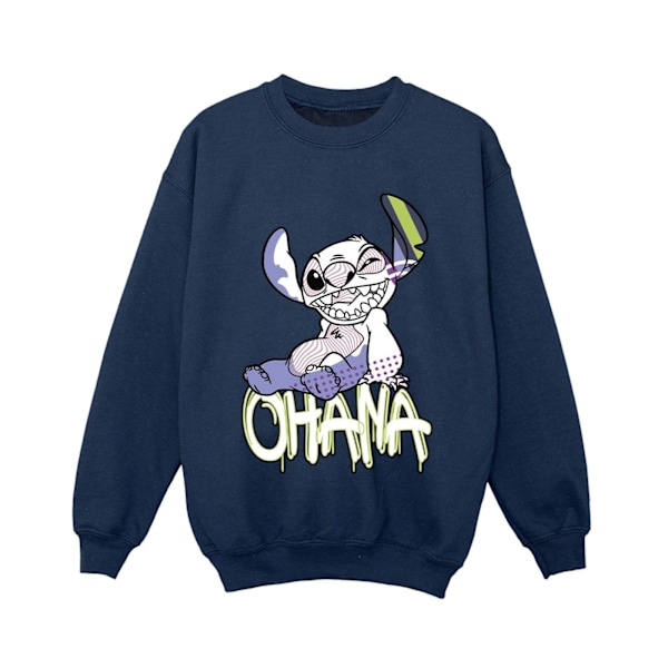 Disney Boys Lilo And Stitch Ohana Graffiti Sweatshirt 12-13 År Navy Blue 12-13 Years