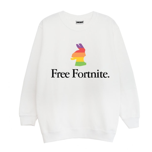 Fortnite Girls Lama Rainbow Sweatshirt 5-6 år Vit White 5-6 Years