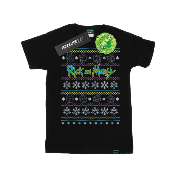 Rick And Morty Mens Christmas Faces T-Shirt 4XL Svart Black 4XL
