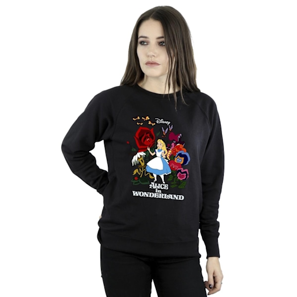 Disney Dam/Kvinnor Alice I Spegellandet Blommor Sweatshirt L B Black L