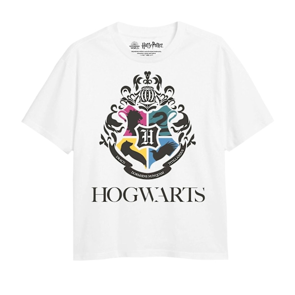 Harry Potter T-shirt för flickor, Hogwarts-hus, 7-8 år, vit White 7-8 Years