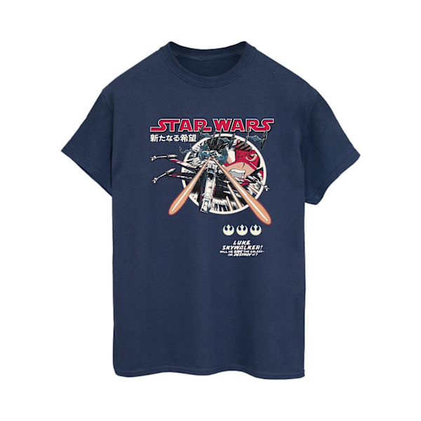 Star Wars Damkläder/Dam Classic Luke Manga Bomull Boyfriend T-S Navy Blue 4XL