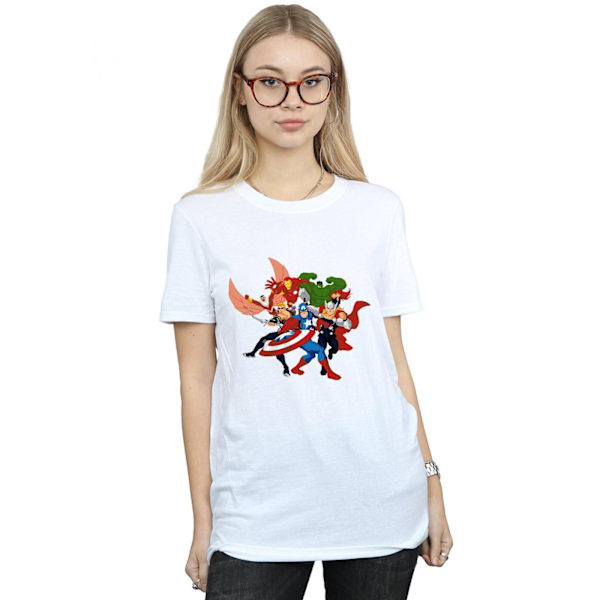 Marvel Womens/Ladies Avengers Assemble Comic Team Bomull Pojkvän White 3XL