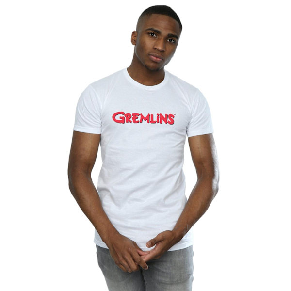 Gremlins T-shirt med textlogotyp för män, XL, vit White XL
