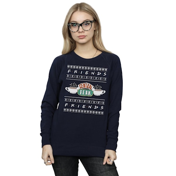 Friends Dam/Damer Fair Isle Central Perk Sweatshirt XXL Marinblå Navy Blue XXL