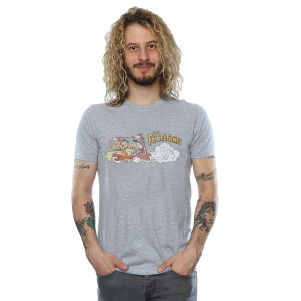 The Flintstones Herr Familjebil Distressed T-shirt L Sports Grå Sports Grey L