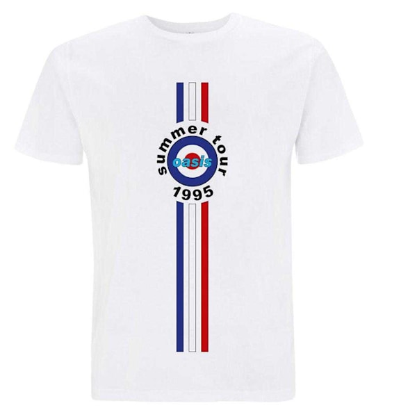 Oasis Unisex Adult Summer Tour 1995 Stripe Detail T-Shirt XXL W White XXL