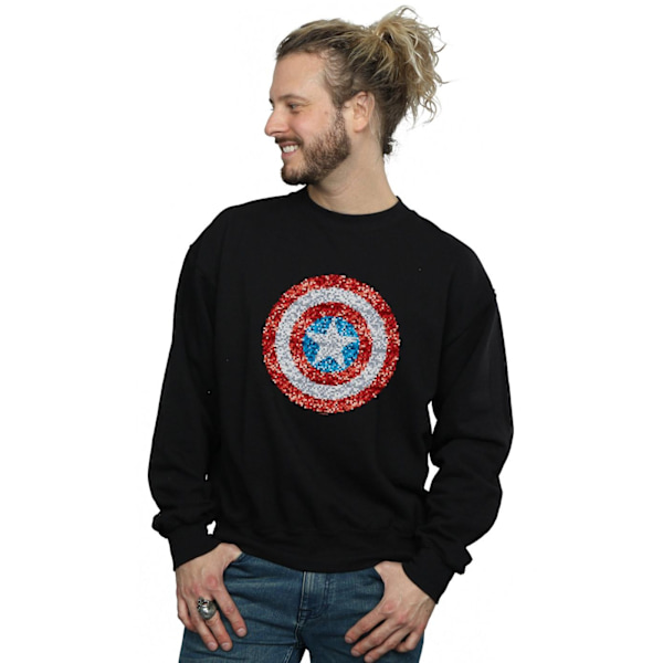 Marvel Herr Captain America Pixelated Shield Sweatshirt 3XL Svart Black 3XL