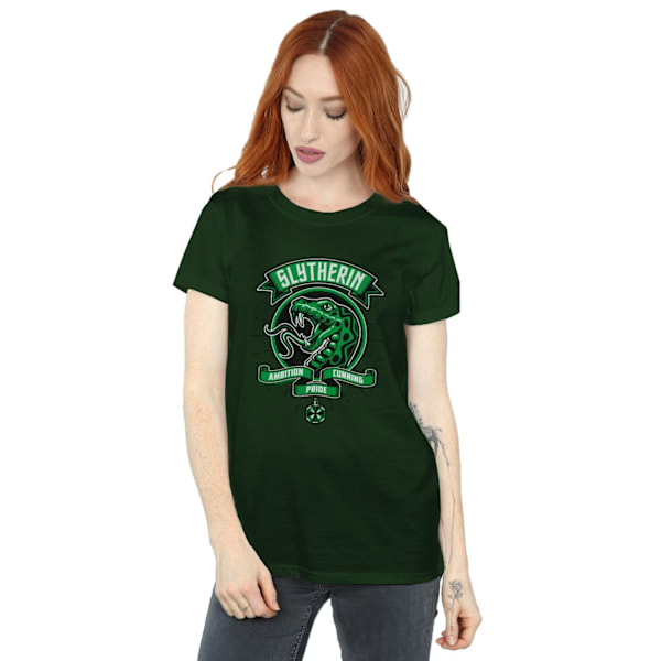Harry Potter Dam/Kvinnor Slytherin Toon Crest Bomull Pojkvän Forest Green L