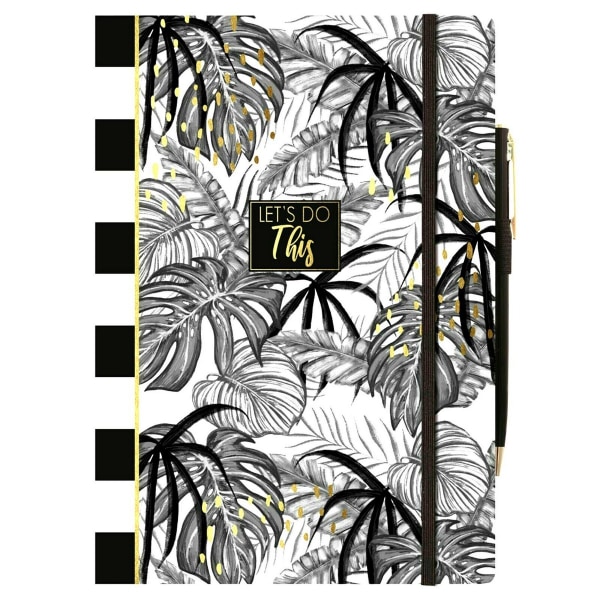 Designgruppen Tropical Palm A5 Notebook & Penna One Size Vit White/Black/Gold One Size