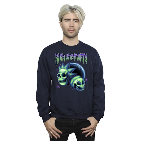 Rick And Morty Herr Space Skull Sweatshirt L Marinblå Navy Blue L