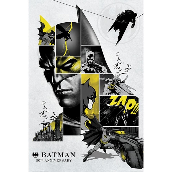 Batman 80-årsjubileum 122 affisch One Size grå/svart/gul Grey/Black/Yellow One Size