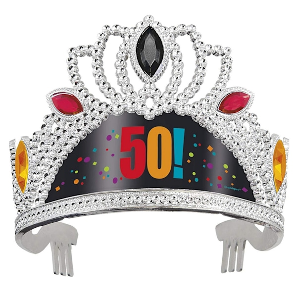 Unik Cheer 50-års födelsedag Tiara En Storlek Flerfärgad Multicoloured One Size