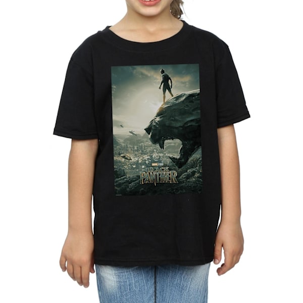 Marvel Girls Black Panther Poster Bomull T-shirt 7-8 år Svart Black 7-8 Years