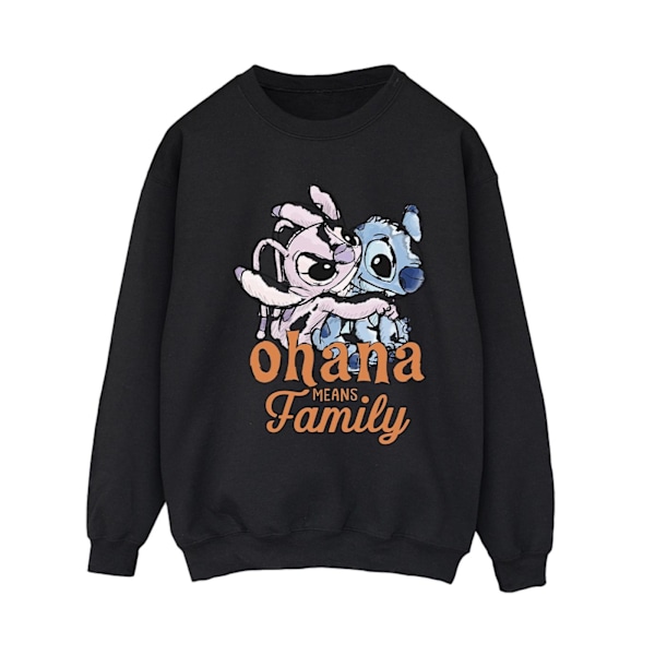 Disney Dam/Kvinnor Lilo Och Stitch Ohana Angel Hug Sweatshirt Black XXL