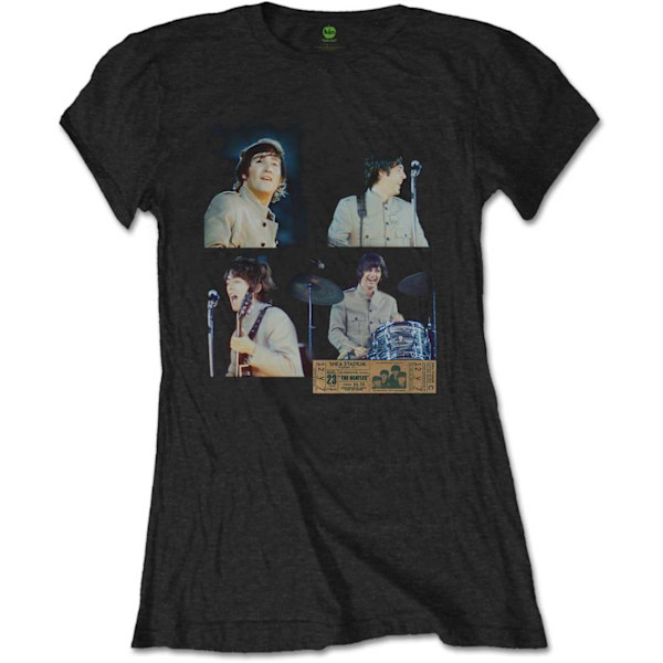 The Beatles Dam/Kvinnor Shea Stadium Gruppbild T-Shirt S Bla Black S