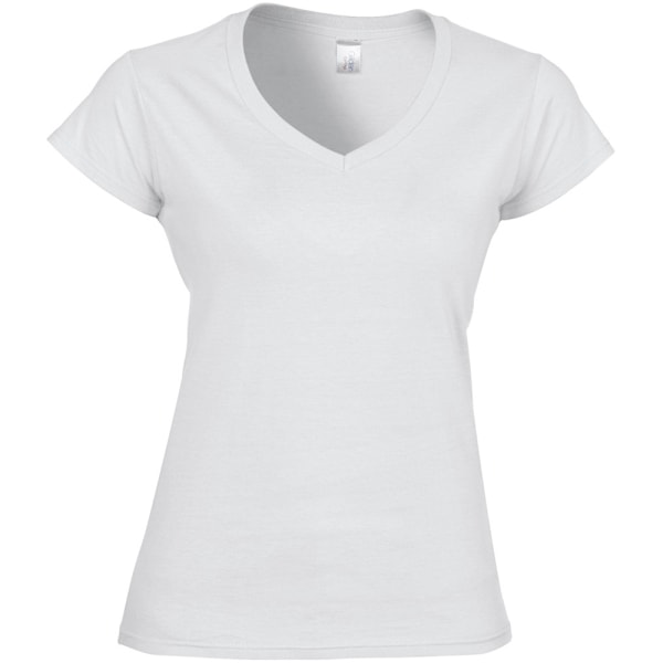 Gildan Ladies Soft Style Kortärmad V-ringad T-shirt L Vit White L