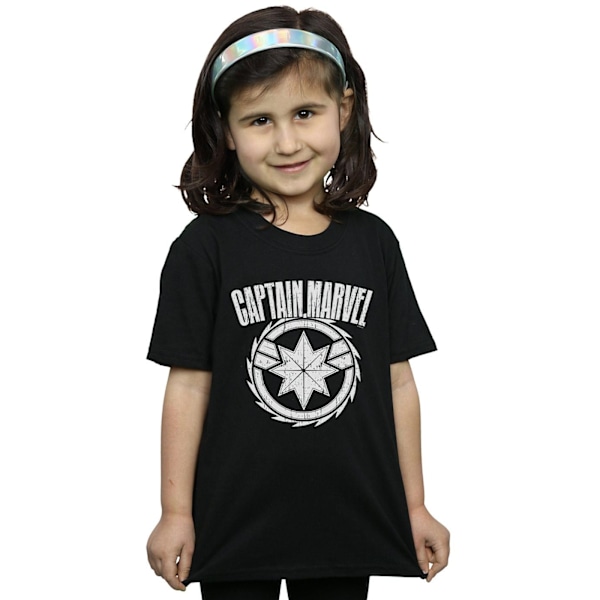 Marvel Girls Captain Marvel Blade Emblem Bomull T-shirt 7-8 år Black 7-8 Years