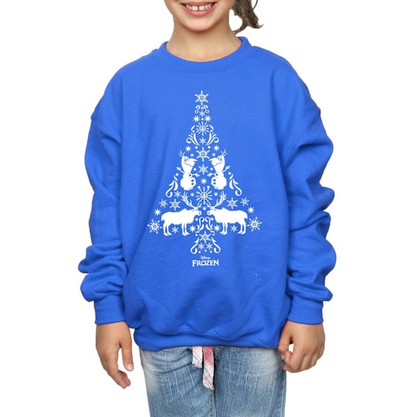 Disney Girls Frozen Julgran Sweatshirt 7-8 År Royal B Royal Blue 7-8 Years