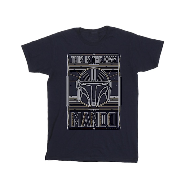 Star Wars Girls The Mandalorian The Way Outline Helm Bomull T-S Navy Blue 3-4 Years