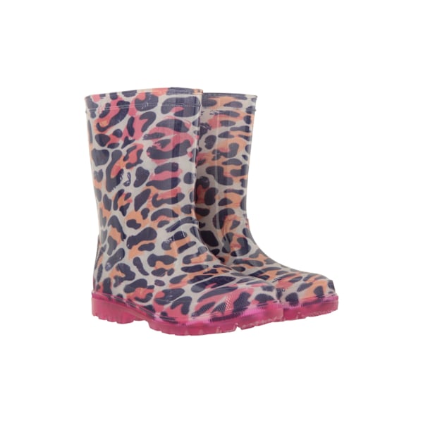 Mountain Warehouse Barnens/Barn Splashed Leopard Print Blinkande Ljus Wellington Stövlar 2 UK Rosa Pink 2 UK