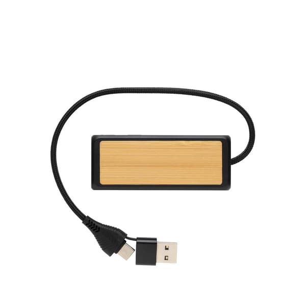XD Collection Link USB-hub i bambu, One Size, Svart Black One Size