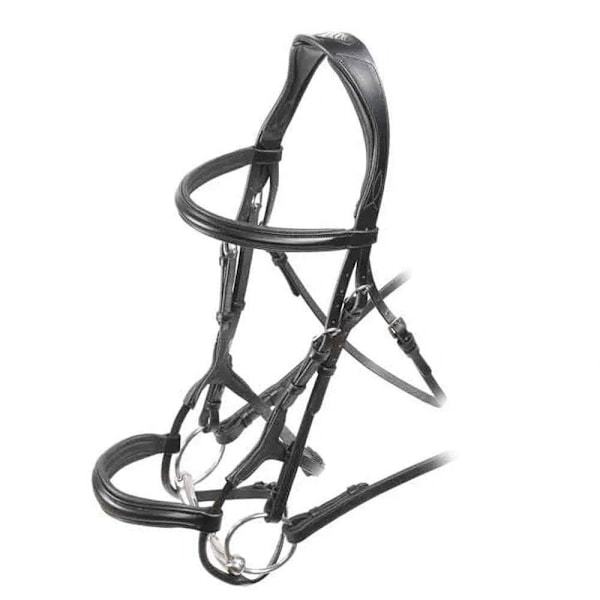 Velociti Vadderad Läder Rullhäst Cavesson Bridle Cob Svart Black Cob