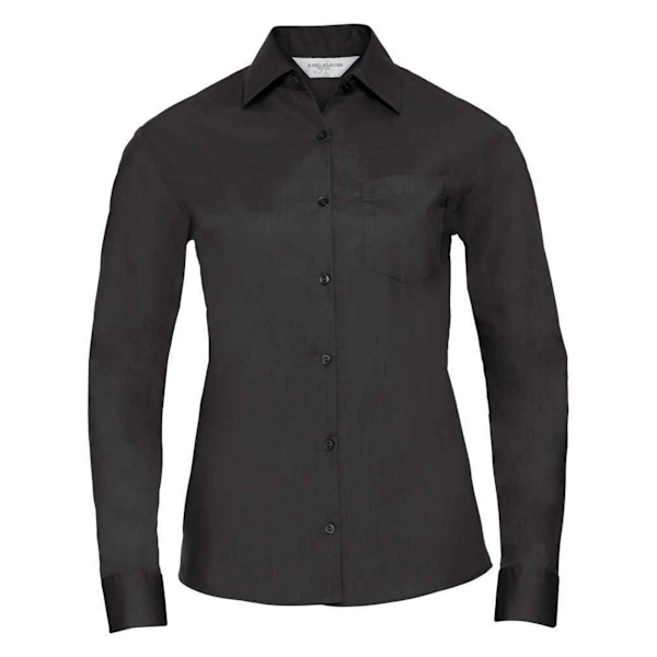 Russell Collection Dam/Kvinna Poplin Lätt-Skötsel Långärmad Black M