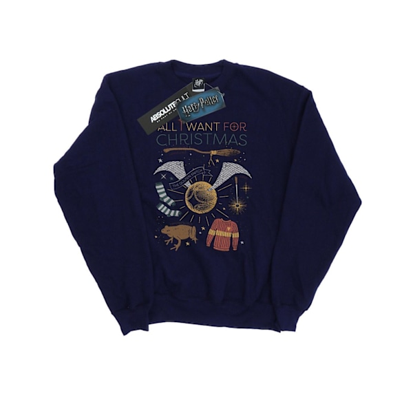 Harry Potter Herr All I Want For Christmas Sweatshirt 4XL Marinblå Navy Blue 4XL