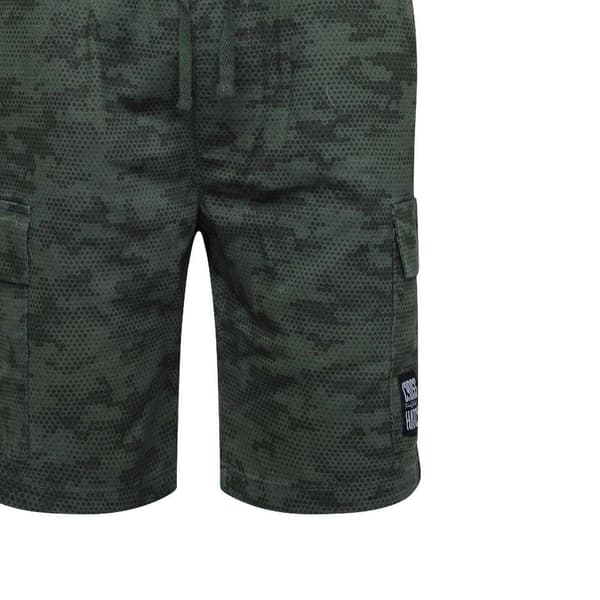Crosshatch Herr Janscore Cargo Shorts med heltäckande tryck M Deep Oli Deep Olive M
