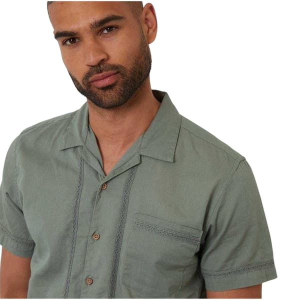 Threadbare Herr Kortärmad Skjorta med Virkad Kant M Salvia Sage M
