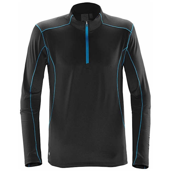 Stormtech Mens Pulse Zip Neck Fleece Top XL Svart/Elektrisk Blå Black/Electric Blue XL