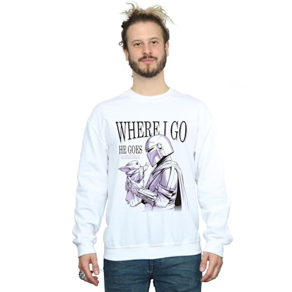 Star Wars The Mandalorian Where I Go Sweatshirt 4XL Vit White 4XL