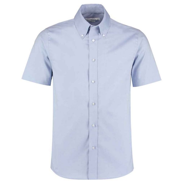 Kustom Kit Premium Oxford skräddarsydd kortärmad skjorta för män 14. Light Blue 14.5in