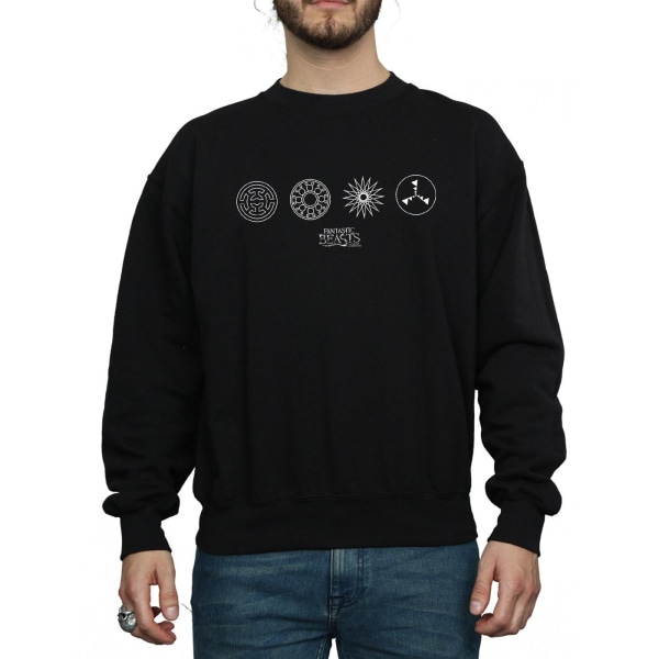 Fantastiska vidunder Mäns cirkulära ikoner Sweatshirt 3XL Svart Black 3XL