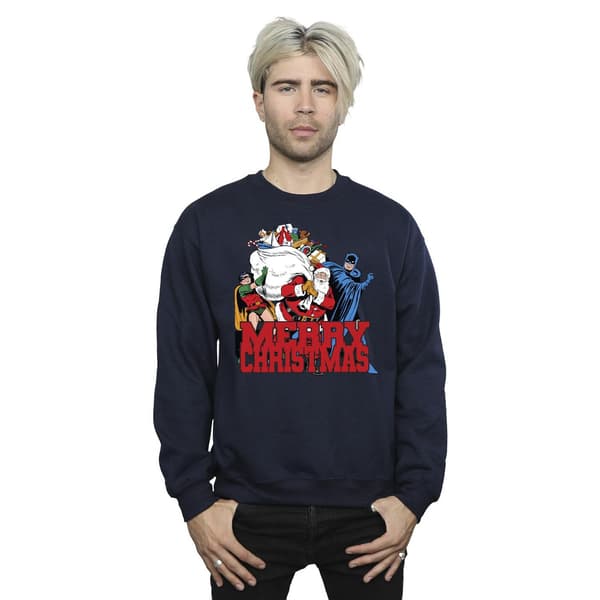 DC Comics Herr Batman Merry Christmas Comic Sweatshirt M Marinblå B Navy Blue M